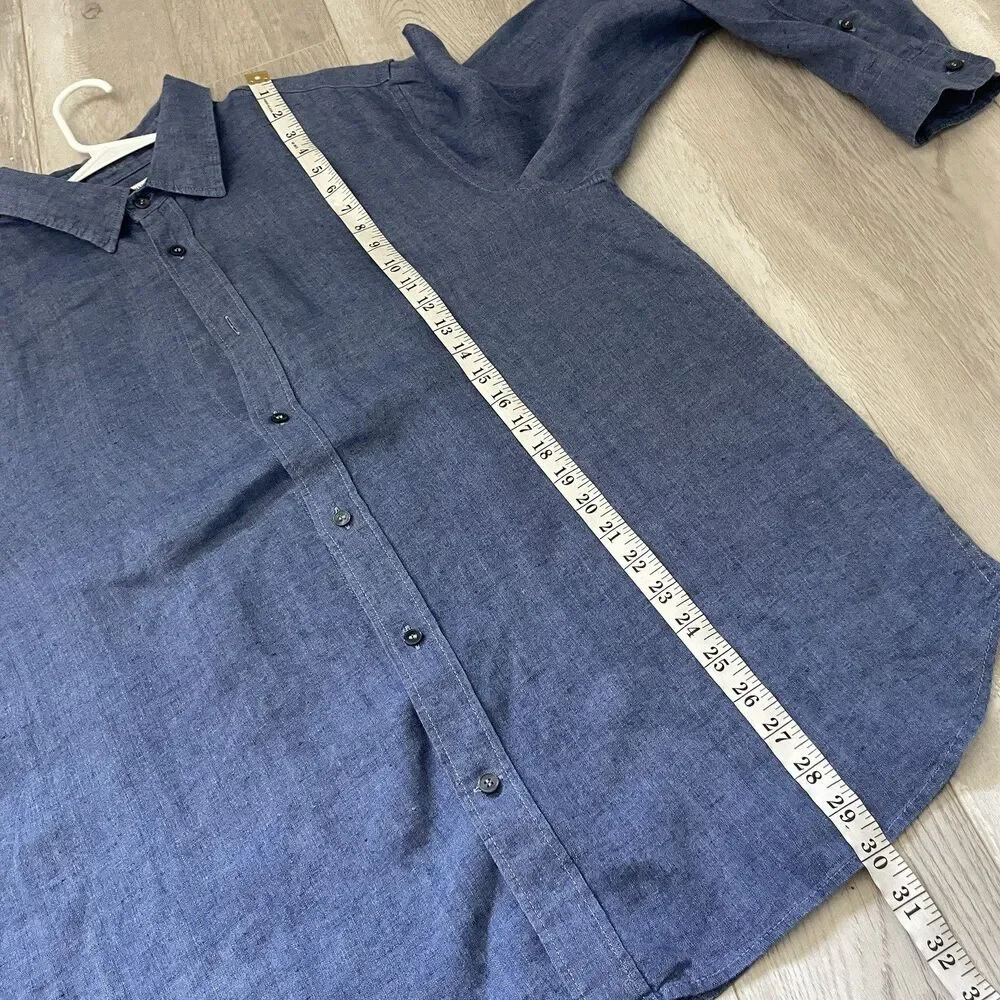 Banana Republic Shirt linen long sleeve button up mens Navy Blue (xlarge slim)